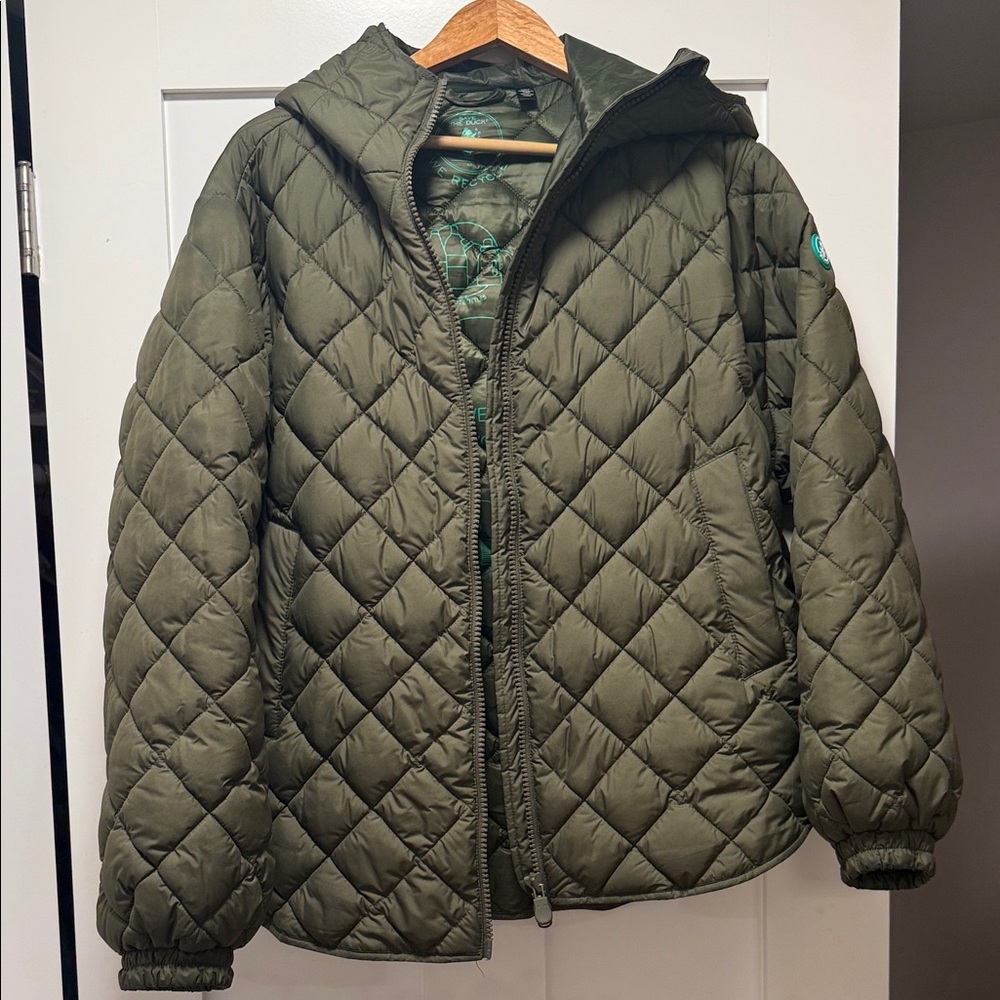 SAVE THE DUCK Olive Quilted Puffer Jacket size Large